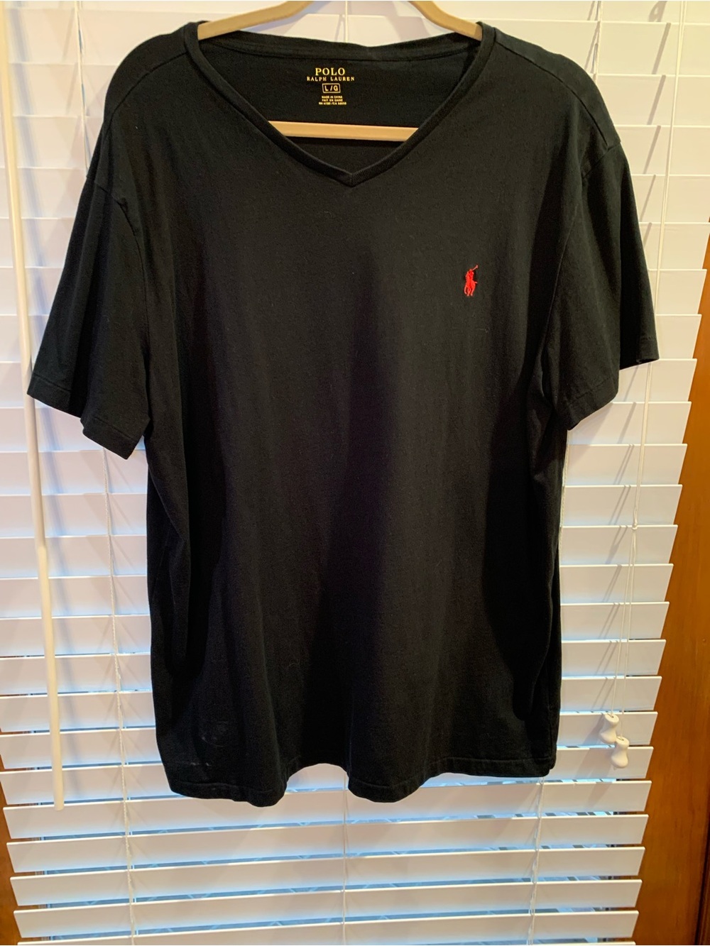 Polo Ralph Lauren Light  Black Cotton  V-Neck T-Shirt Men’s Large Neutral